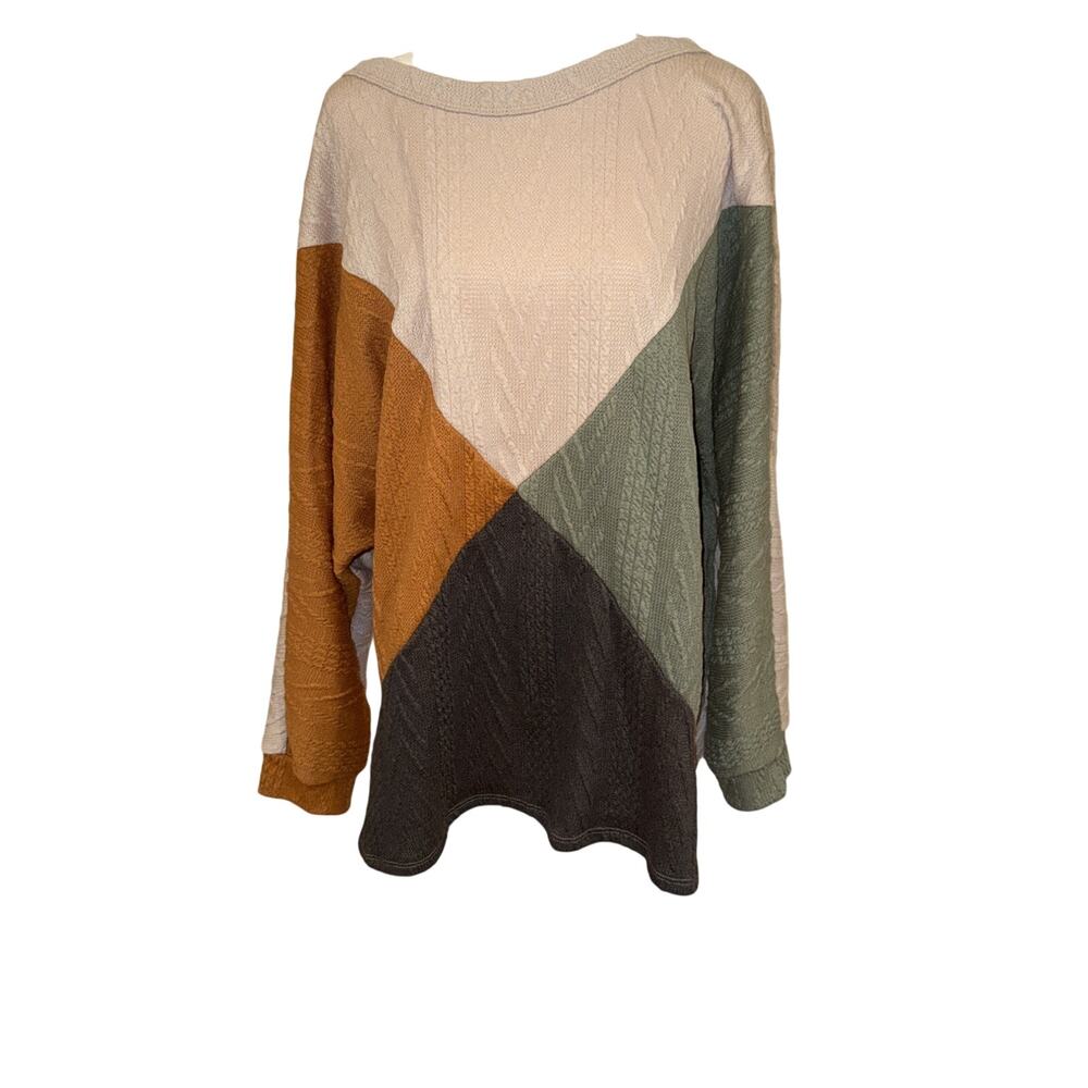 Bono Long Sleeve Pullover Sweater with A Textured, Color-block Design. Size XL